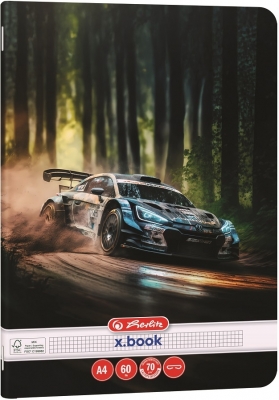 Caiet Herlitz A4, 60 file, patratele, motiv Race cars, diverse modele